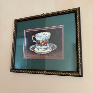 Barbara Mock Framed Matted Print Teacup Dark Academia Moody Country Farmhouse